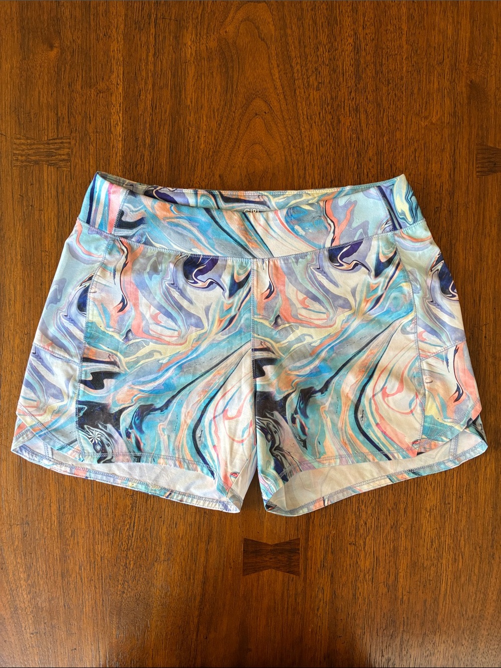Athleta Girl Record Breaker 3” shorts
Purple/Blue/Pink Marble Design
Size XXL16